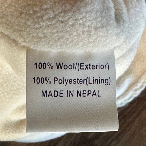 SALE 2/25 Woven Wool, Fleece Lined Beanie - Off White - Picture 5 of 6